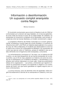 Información o desinformación. Un supuesto complot anarquista contra Negrín