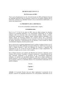 DECRETO EJECUTIVO N&ordm; 12 (De 20 de marzo de 2001)
