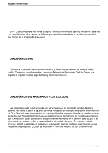                      ...  El 14º Capitulo General nos invita a ampliar  el círculo...