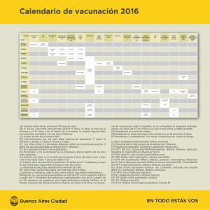 Calendario de vacunación 2016