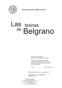 Las Intervenciones Psicoterapéuticas Específicas e Inespecíficas, y su posible relación con la aparición de Rupturas en la Alianza Terapéutica