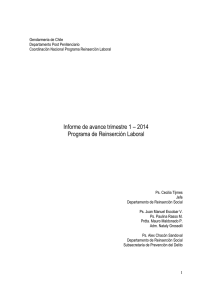 Informe Programa de Reinserción Laboral, Primer Trimestre 2014, Glosa 05