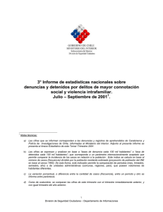 3° Informe de estadísticas nacionales sobre social y violencia intrafamiliar.