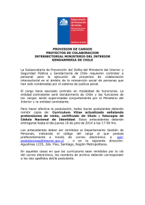 PROVISION DE CARGOS PROYECTOS DE COLABORACION INTERSECTORIAL MINISTERIO DEL INTERIOR GENDARMERIA DE CHILE