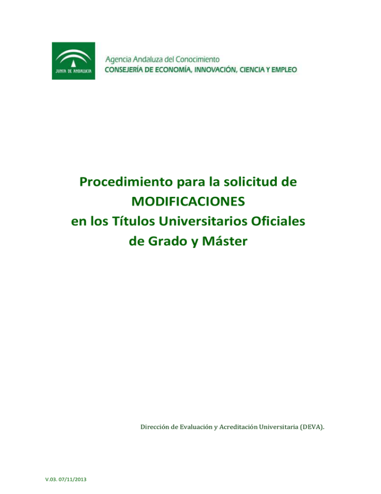 Procedimiento Para La Solicitud De Modificaciones En Los T Tulos Universitarios Oficiales De