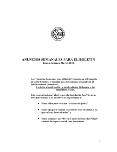 ANUNCIOS SEMANALES PARA EL BOLETIN Enero-Febrero-Marzo 2016