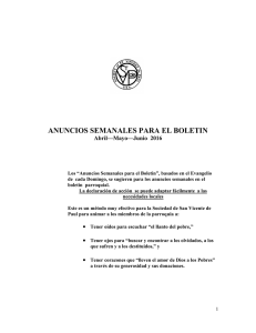 ANUNCIOS SEMANALES PARA EL BOLETIN Abril—Mayo—Junio  2016