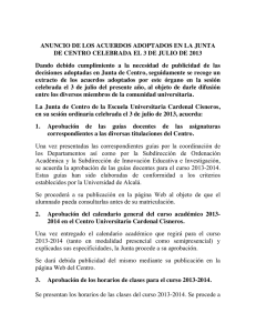 Resumen de los acuerdos de la Junta de Centro (03/07/2013)