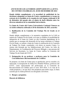 Resumen de los acuerdos de la Junta de Centro (20/12/2013)