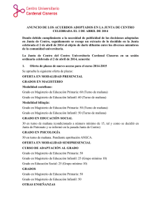 Resumen de los acuerdos de la Junta de Centro (02/04/2014)