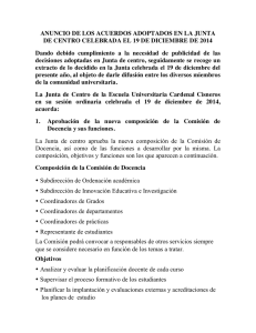 Resumen de los acuerdos de la Junta de Centro (19/12/2014)