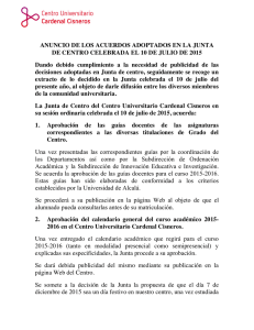 Resumen de los acuerdos de la Junta de Centro (10/07/2015)