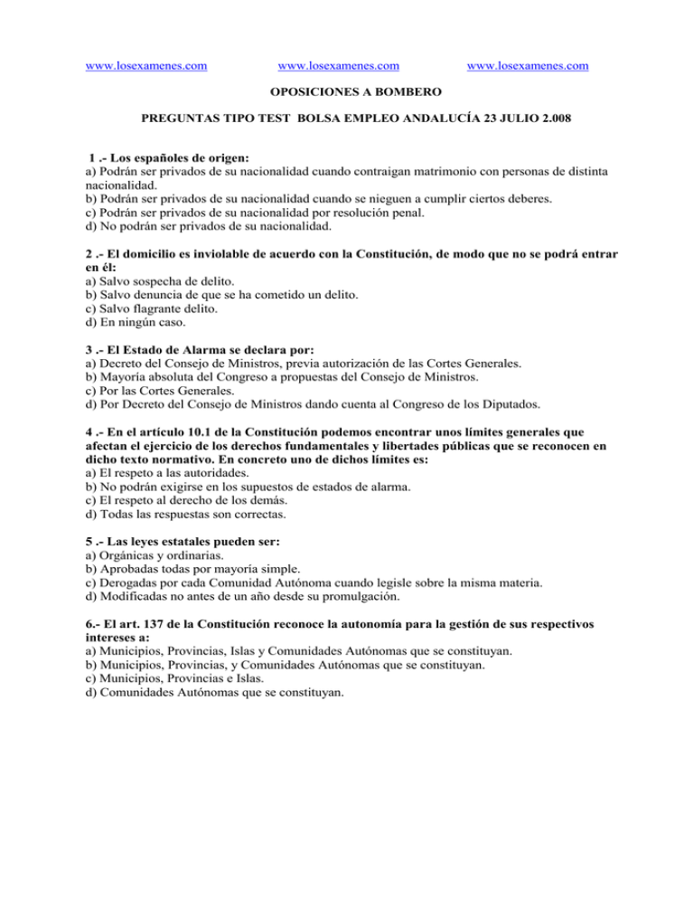 1 .- Los Españoles De Origen: Nacionalidad.