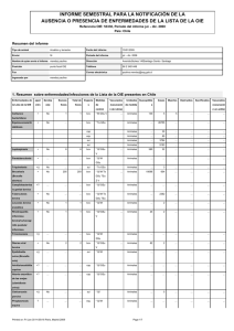 Notificación de ausencia/presencia de enfermedades de la lista OIE - II semestre 2008