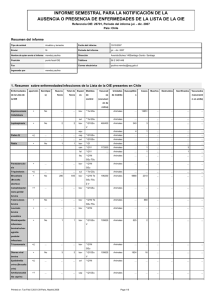 Notificación de ausencia/presencia de enfermedades de la lista OIE - II semestre 2007