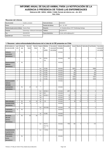 Notificación ANUAL de ausencia/presencia de enfermedades de la lista OIE, 2011