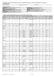 Notificación ANUAL de ausencia/presencia de enfermedades de la lista OIE, 2013