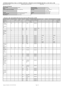 Notificación de ausencia/presencia de enfermedades de la lista OIE - I semestre 2012