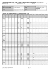 Notificación de ausencia/presencia de enfermedades de la lista OIE - I semestre 2015