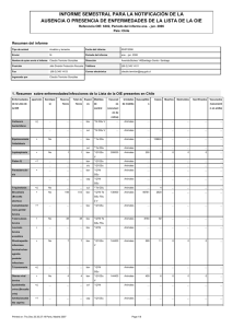 Notificación de ausencia/presencia de enfermedades de la lista OIE - I semestre 2006