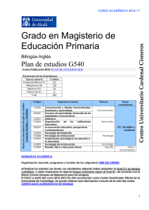 Plan de estudios Magisterio de Educación Primaria - Grupo Bilingüe