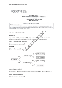   DURACION: 1 HORA 15 MINUTOS.  En un examen de biología aprueba el 52% de los alumnos. Posteriormente, los suspensos 