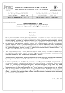CONVOCATORIA:          ... CASTELLANO: LENGUA Y LITERATURA II PROVES D’ACCÉS A LA UNIVERSITAT