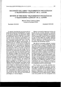 RECENSIÓN DEL LIBRO &#34;TRATAMIENTOS PSICOLÓGICOS Y TRANSTORNOS CLÍNICOS&#34; DE A. GAVINO