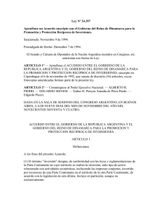 Ley Nº 24.397 Promoción y Protección Recíproca de Inversiones.