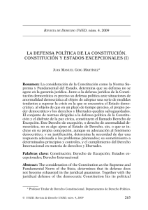 LA DEFENSA POLÍTICA DE LA CONSTITUCIÓN. CONSTITUCIÓN Y ESTADOS EXCEPCIONALES (I)