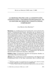 LA DEFENSA POLÍTICA DE LA CONSTITUCIÓN. CONSTITUCIÓN Y ESTADOS EXCEPCIONALES. (II)