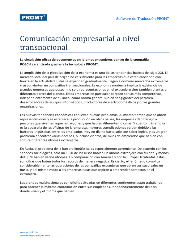 Comunicaci N Empresarial A Nivel Trasnacional