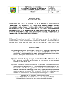 Ajuste Plan de Ordenamiento Candelaria: Acuerdo No. 021