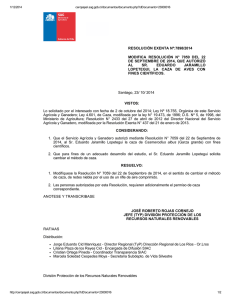 Modifica resolución N° 7059 del 22 de septiembre de 2014, que autorizó al sr. Eduardo Jaramillo Lopetegui, la caza de aves con fines científicos