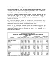 España. Incremento de las importaciones de carne vacuna.