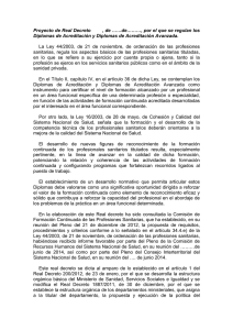 Proyecto de Real Decreto por el que se regulan los Diplomas de Acreditación y Diplomas de Acreditación Avanzada