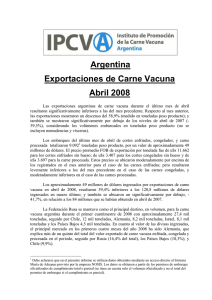 Informe mensual de exportaciones Abril 2008