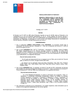 Modifica resolución N° 5,264 de 2011 del plaguicida Lambda Cihalotrina 5 EC Agrospec en el sentido que autoriza la modificación de uso, modificación de carencias y sustituye su etiqueta