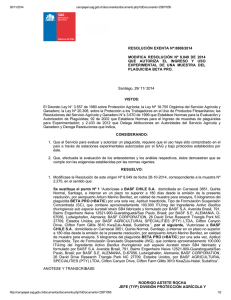 Modifica resolución N° 8,049 de 2014 que autoriza el ingreso y uso experimental de una muestra del plaguicida Beta Pro