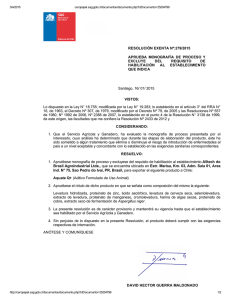 RESOLUCIÓN EXENTA Nº:279/2015 APRUEBA  MONOGRAFÍA  DE  PROCESO  Y EXCLUYE  DEL 