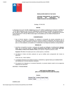 RESOLUCIÓN EXENTA Nº:2611/2015 APRUEBA  MONOGRAFÍA  DE  PROCESO  Y EXCLUYE  DEL 