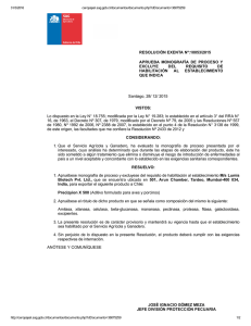 RESOLUCIÓN EXENTA Nº:10053/2015 APRUEBA  MONOGRAFÍA  DE  PROCESO  Y EXCLUYE  DEL 