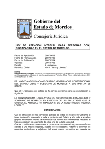 Ley de Atención Integral para Personas con Discapacidad en el Estado de Morelos.