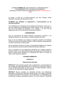 Acuerdo 96, que establece la organización y funcionamiento de las escuelas primaras