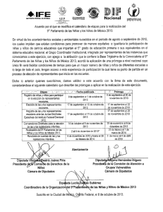 Acuerdo por el que se modifica el calendario de etapas para la realización del 9° Parlamento de las Niñas y los Niños de México 2013.