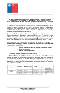 Oportunidad de aplicaciones de plaguicidas para la primera generación de Lobesia botrana (Desde Atacama a O´Higgins)