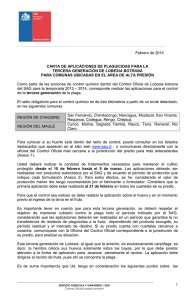 Carta de aplicaciones de plaguicidas para la tercera generación de Lobesia botrana (comunas ubicadas en el área de alta presión)