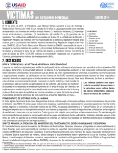 Víctimas, resumen mensual [español] - Agosto 2014 