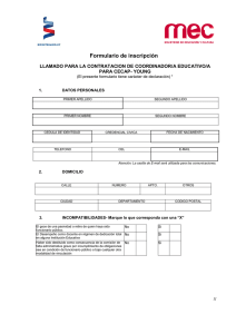 Formulario de inscripción LLAMADO PARA LA CONTRATACION DE COORDINADOR/A EDUCATIVO/A