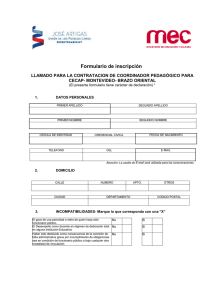 Formulario de inscripción LLAMADO PARA LA CONTRATACION DE COORDINADOR PEDAGÓGICO PARA